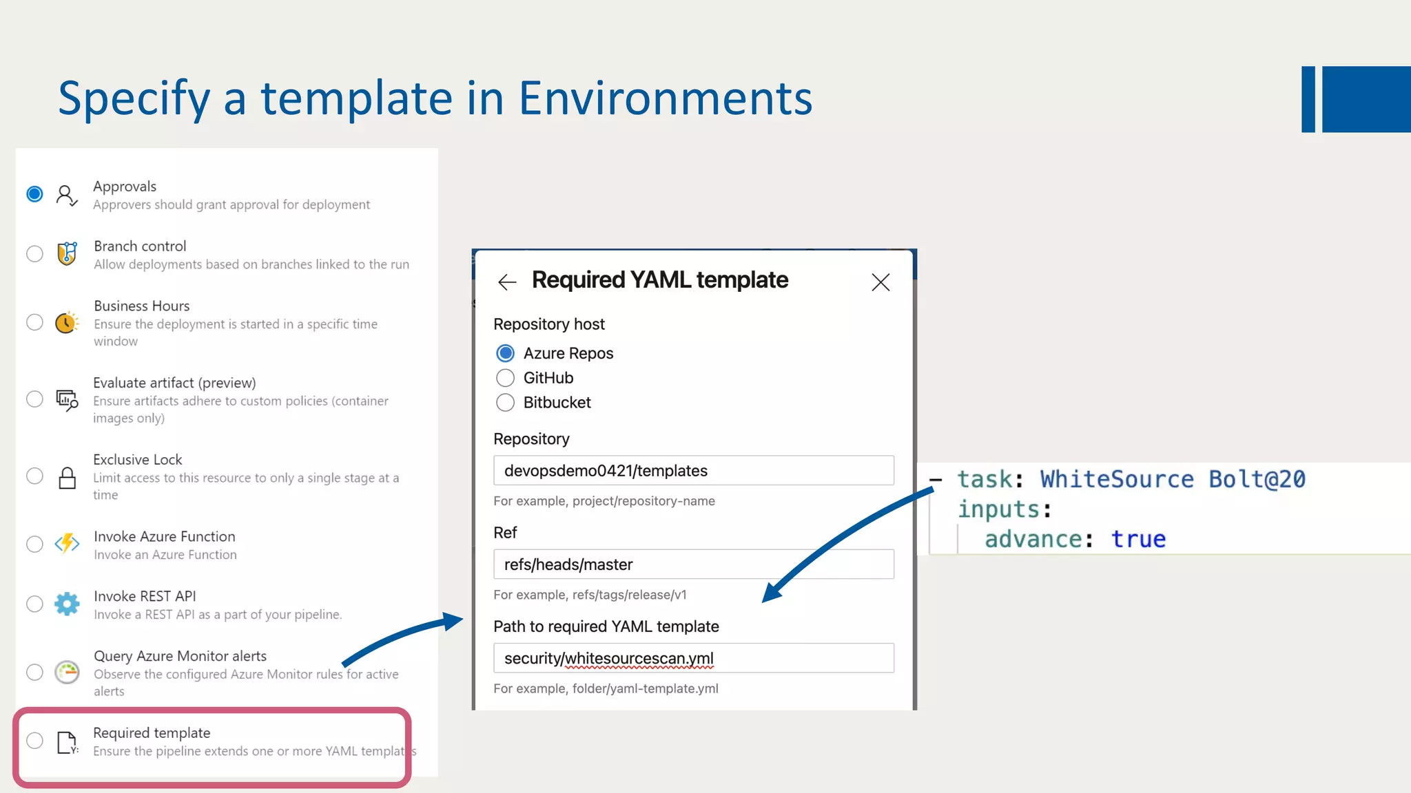 Specify a template in Environments
 