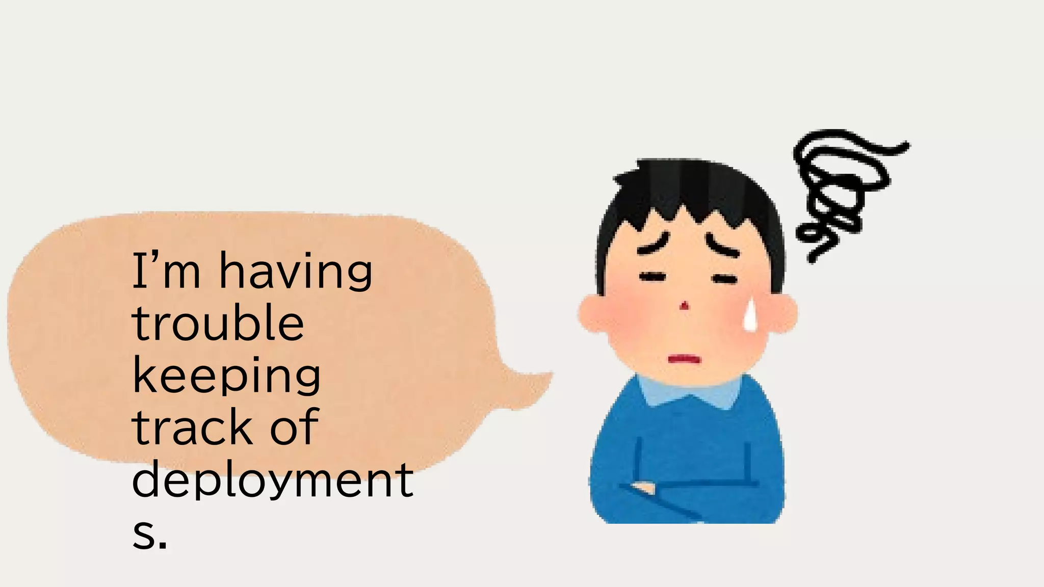 I'm having
trouble
keeping
track of
deployment
s.
 