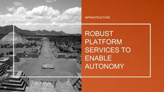 INFRASTRUCTURE
ROBUST
PLATFORM
SERVICES TO
ENABLE
AUTONOMY
 