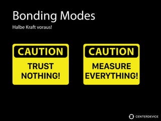 Bonding Modes
Halbe Kraft voraus!
CAUTION
TRUST 
NOTHING!
CAUTION
MEASURE 
EVERYTHING!
 