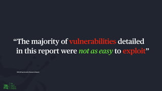 2023 JFrog Security Research Report
“The majority of vulnerabilities detailed
in this report were not as easy to exploit”
 