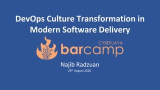 DevOps Culture Transformation in
Modern Software Delivery
Najib Radzuan
29th August 2020
 