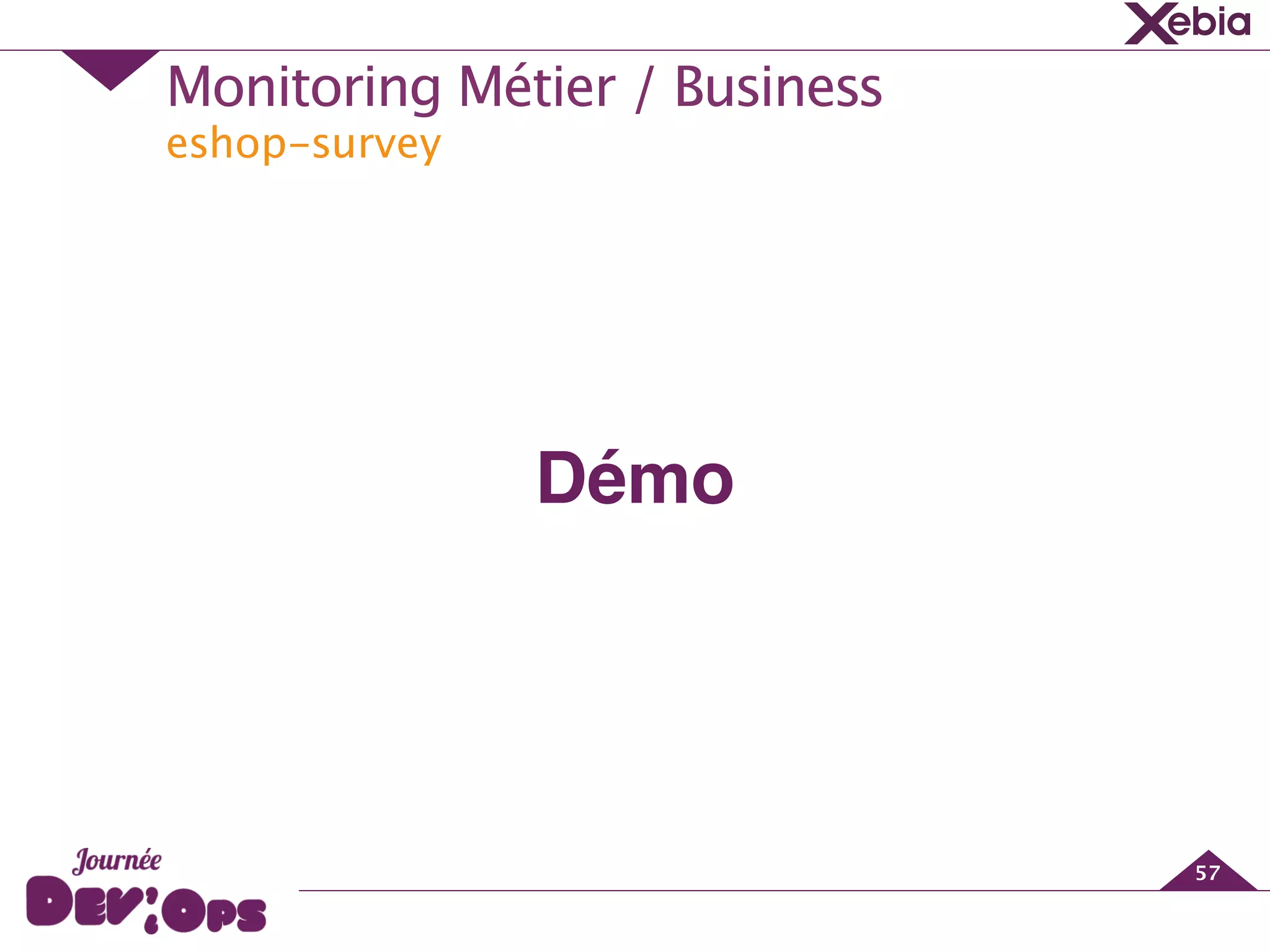 eshop-survey
Monitoring Métier / Business
57
Démo
 