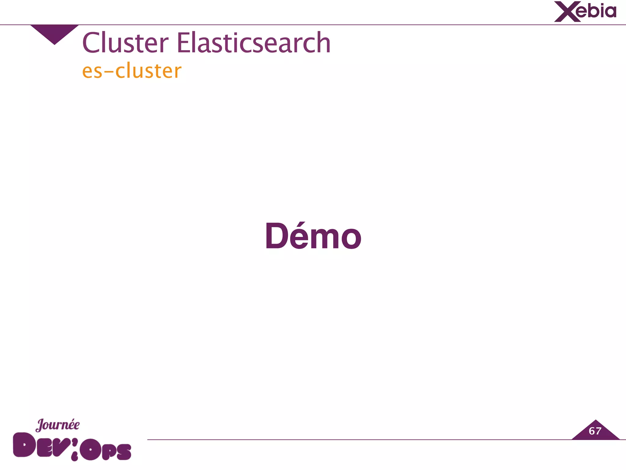 es-cluster
Cluster Elasticsearch
67
Démo
 