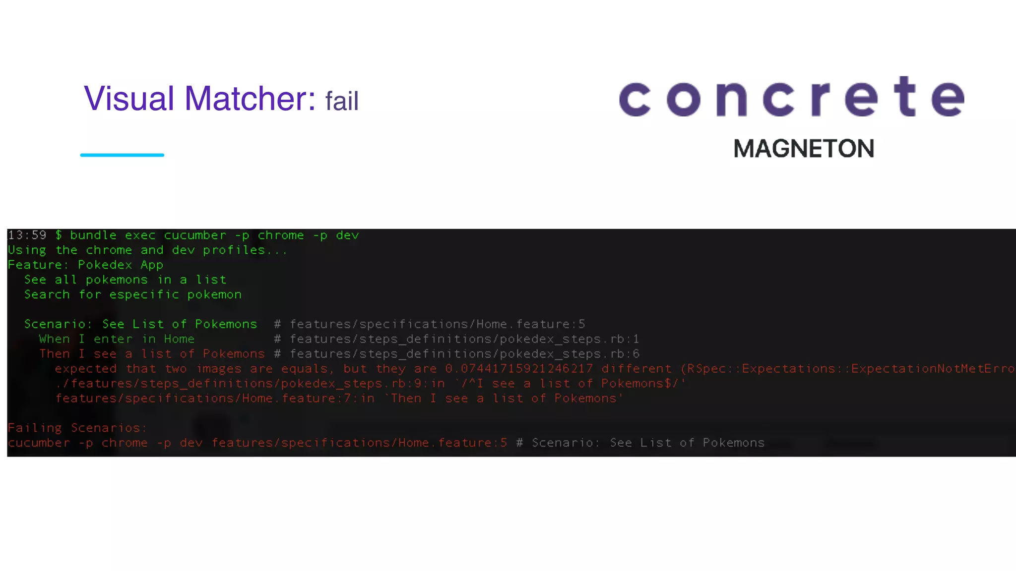 Visual Matcher: fail
 