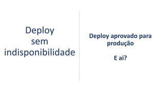 Deploy
sem
indisponibilidade
Deploy aprovado para
produção
E ai?
 