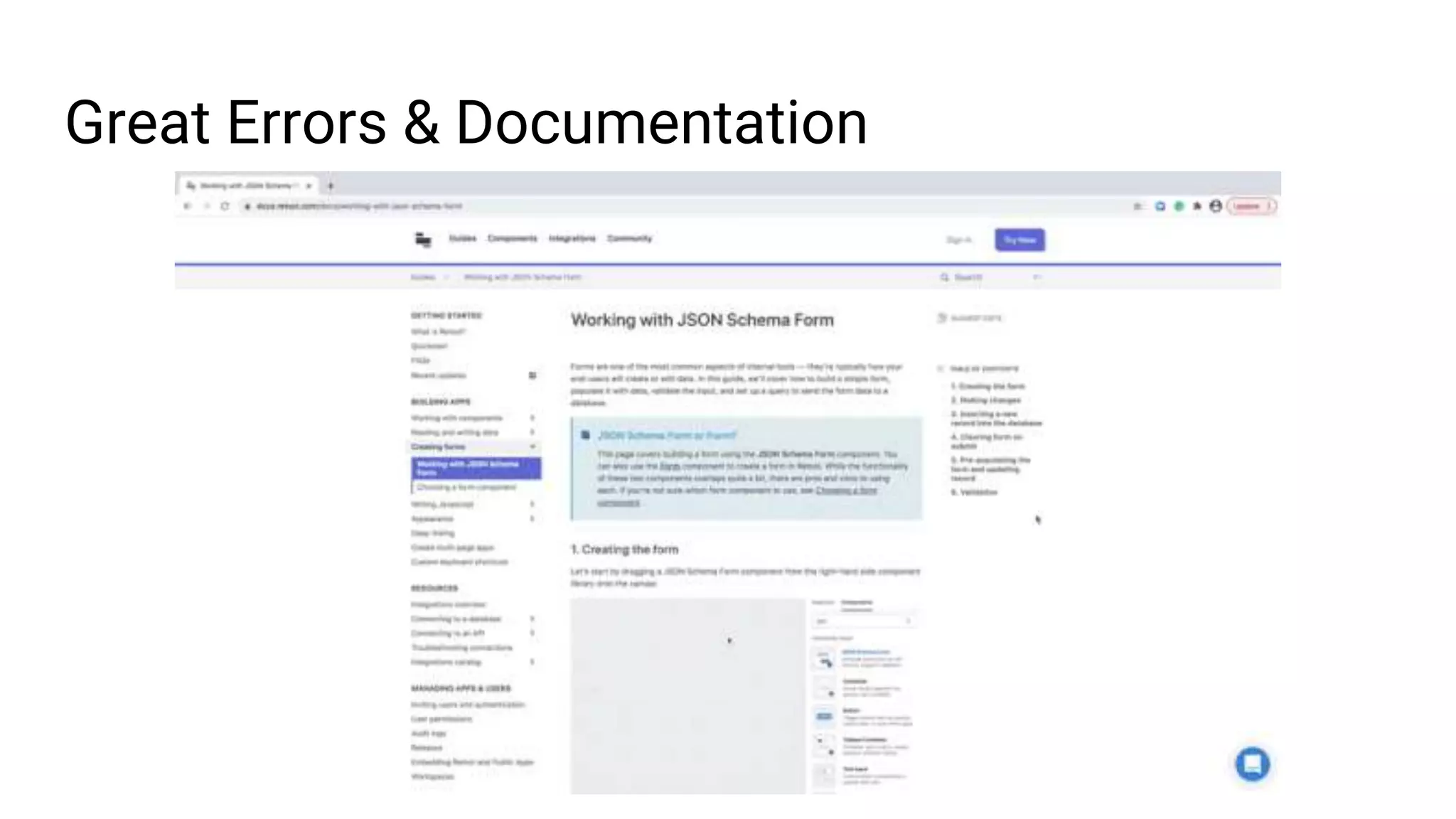 Great Errors & Documentation
 