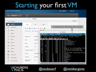 @remibergsma@neubauerf
Console Proxy VM serves this console
Starting your ﬁrstVM
 