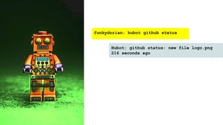 funkydorian: hubot github status
Hubot: github status: new file logo.png
216 seconds ago
 