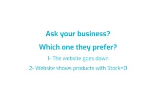 Ask your business?
Which one they prefer?
1- The website goes down
2- Website shows products with Stock=0
 
