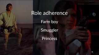 Role%adherence
Farm%boy
Smuggler
Princess
42
 