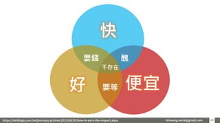 timwang.work@gmail.com 1919https://dotblogs.com.tw/jimmyyu/archive/2015/08/30/how-to-earn-the-respect.aspx
 