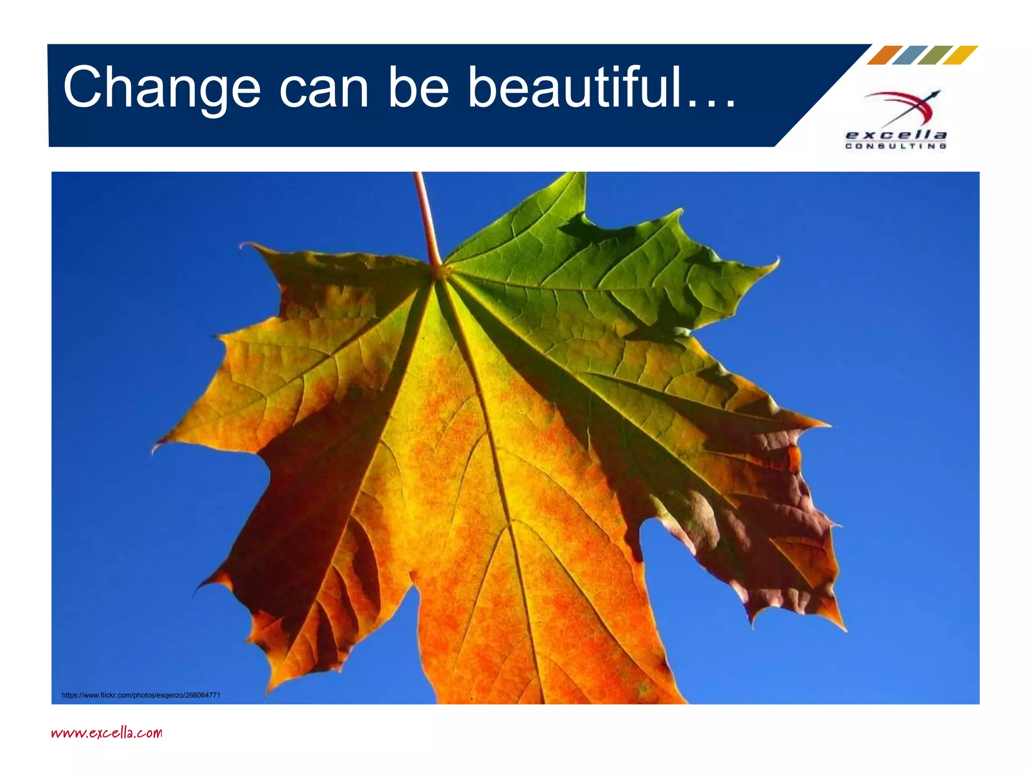 Change can be beautiful…
https://www.flickr.com/photos/esqenzo/268064771
 