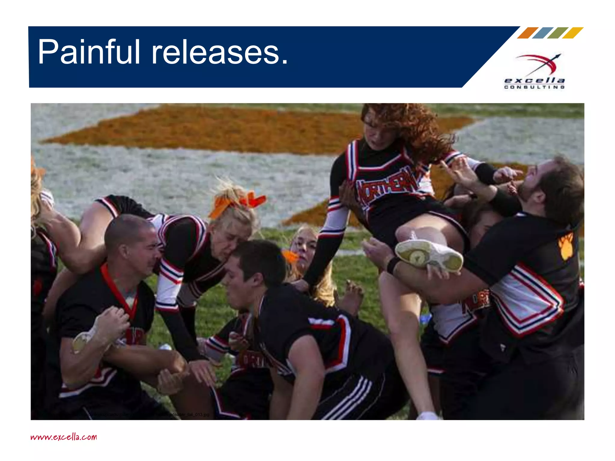 Painful releases.
http://cdn.gunaxin.com/wp-content/uploads/gallery/cheerleader-fail/cheerleader_fail_013.jpg
 