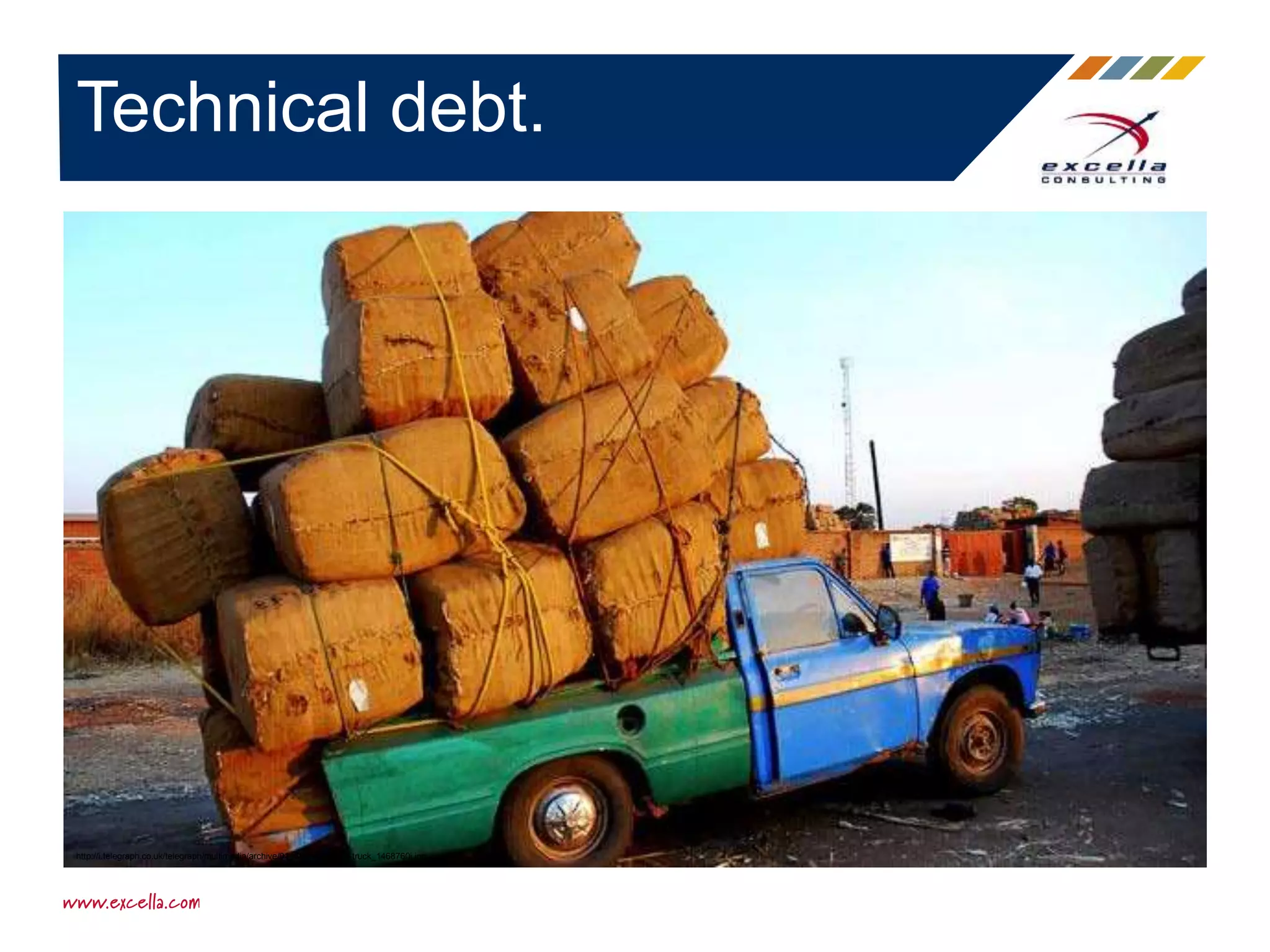 Technical debt.
http://i.telegraph.co.uk/telegraph/multimedia/archive/01468/overloaded-truck_1468760i.jpg
 