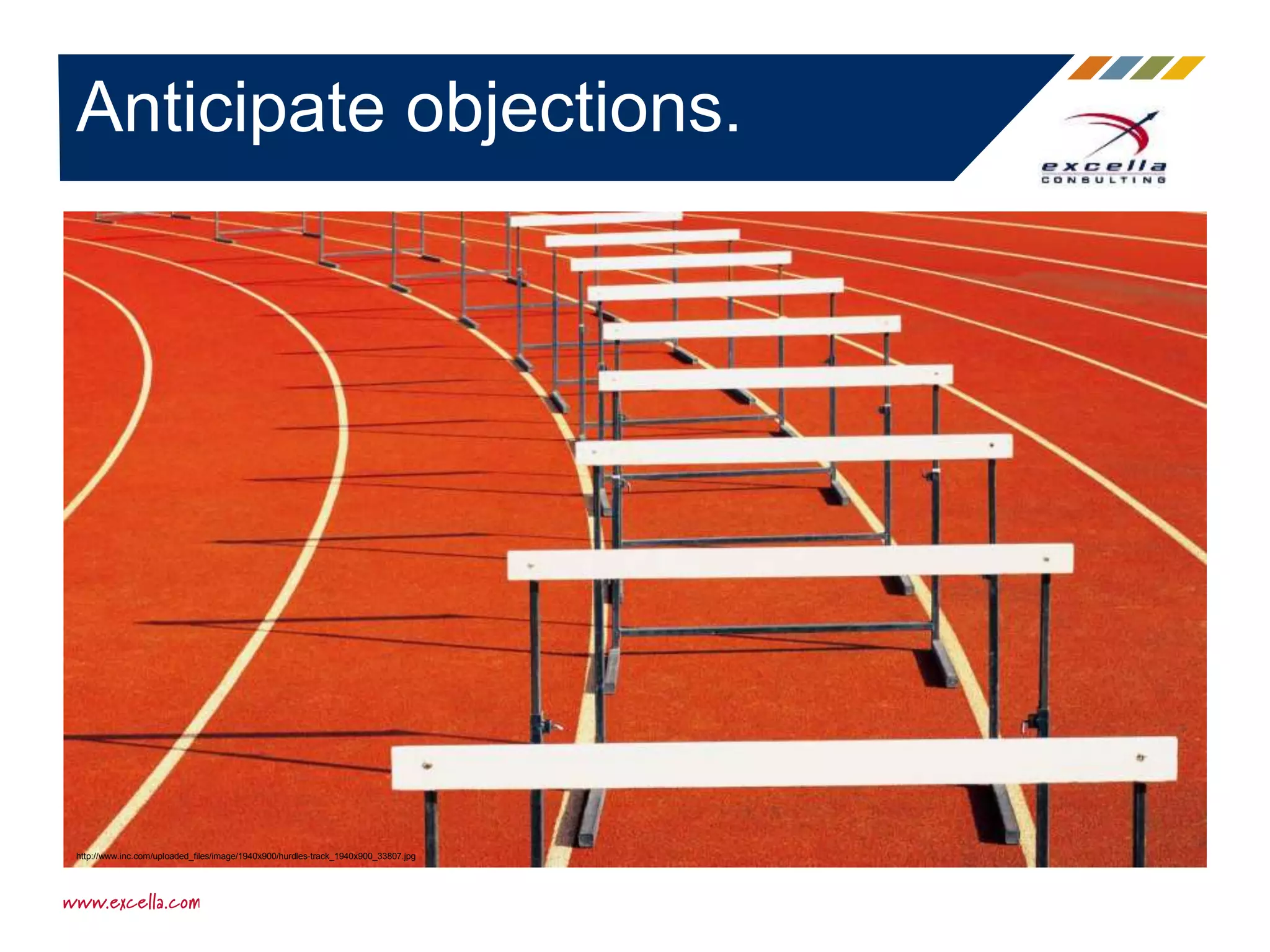 Anticipate objections.
http://www.inc.com/uploaded_files/image/1940x900/hurdles-track_1940x900_33807.jpg
 