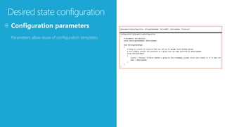 Desired state configuration
Parameters allow reuse of configuration templates.
 