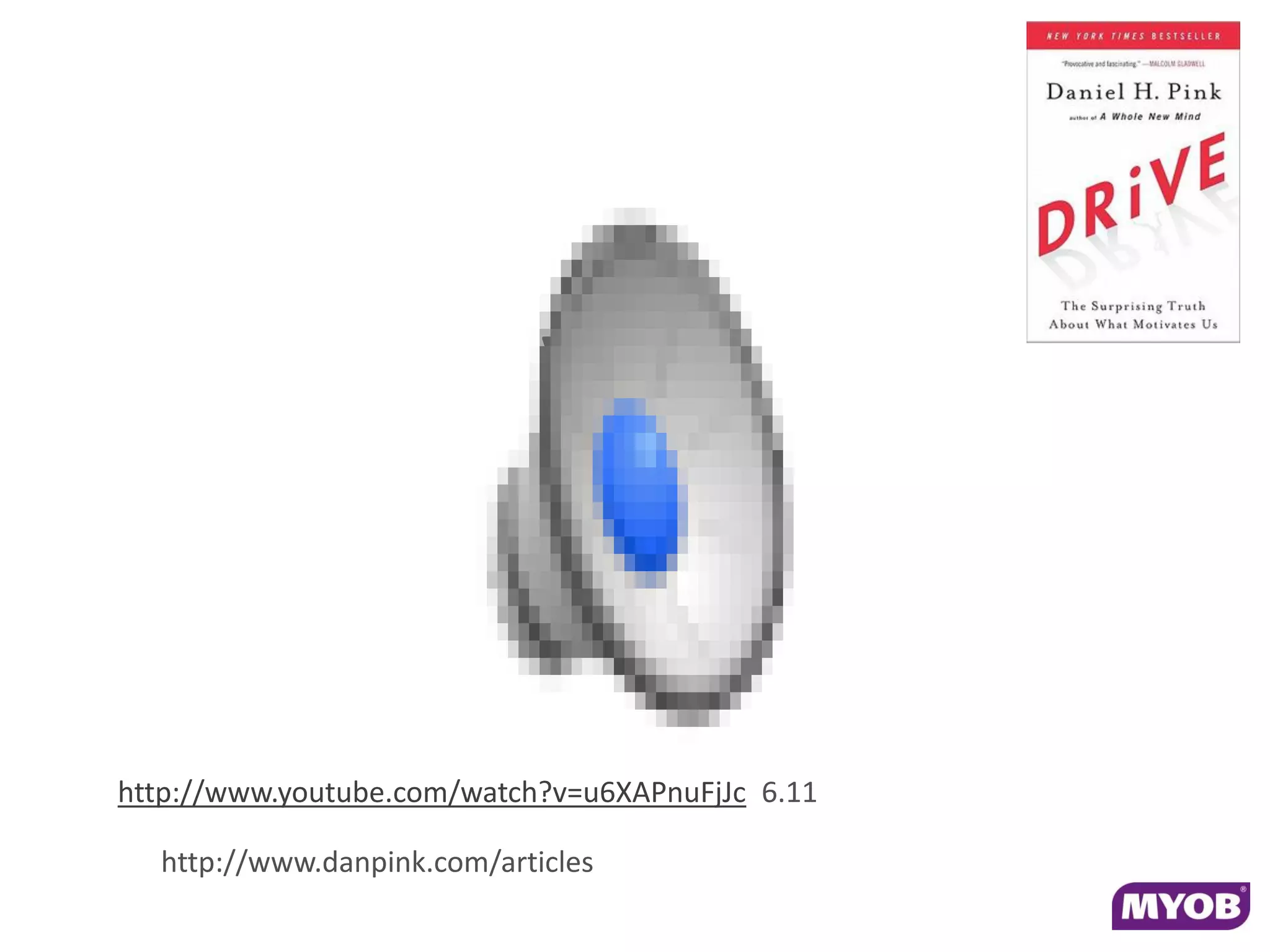 Video




http://www.youtube.com/watch?v=u6XAPnuFjJc 6.11

  http://www.danpink.com/articles
 