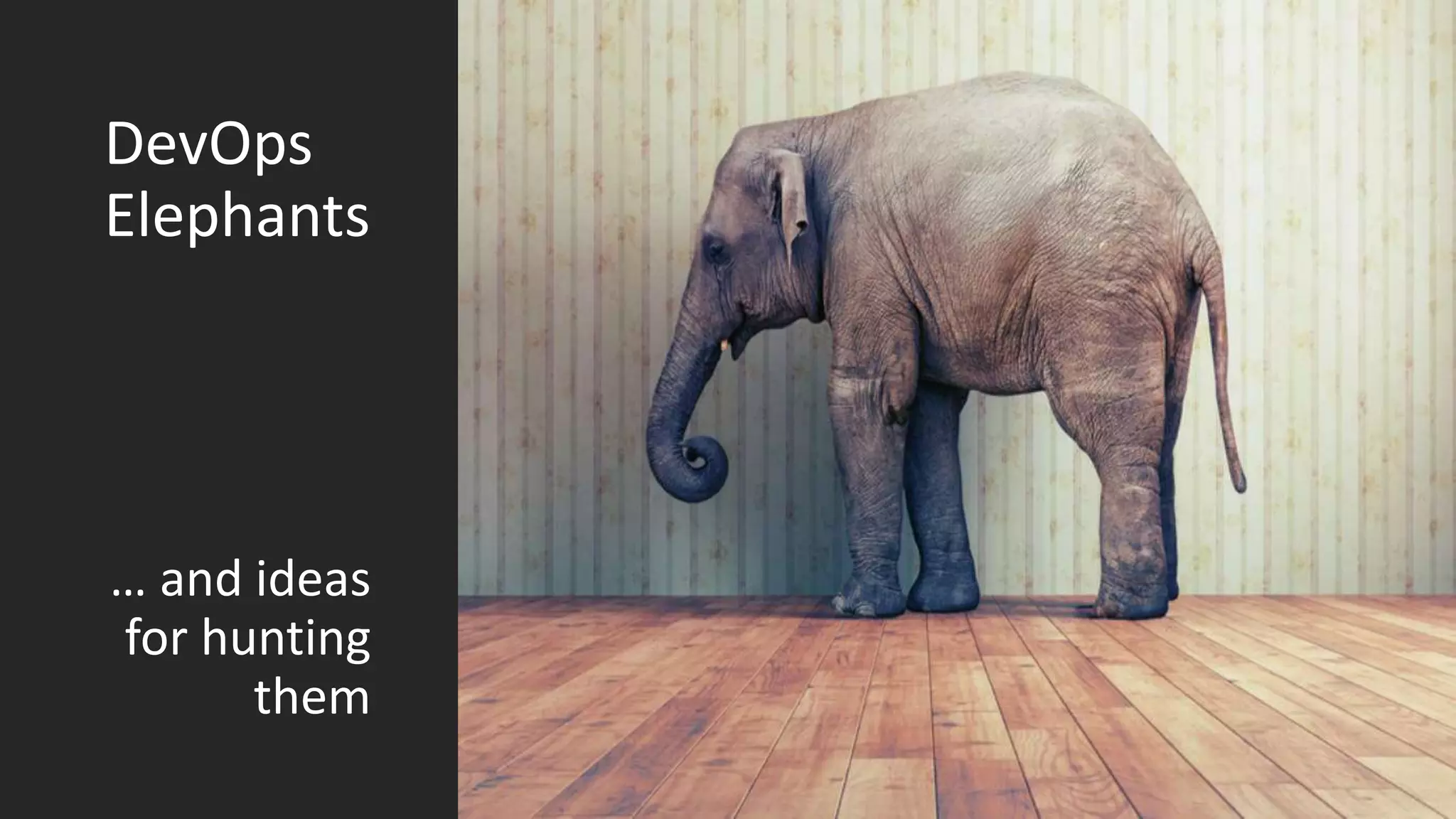 … and ideas
for hunting
them
DevOps
Elephants
 