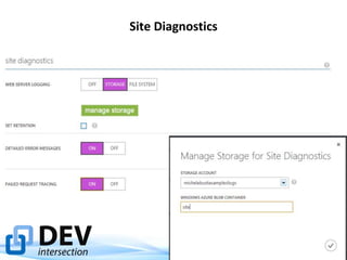 Site Diagnostics

6

© DEVintersection. All rights reserved.
http://www.DEVintersection.com

 
