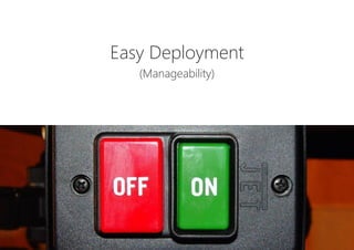 11 Design Principles

for DevOps-ready Applications






•  Manageability (4)
•  Resilience (5)
•  Transparency (2)
 