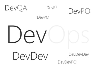 DevOps
DevQA
 DevPO
DevRE
DevPM
DevDev
 DevDevPO
DevDevDev
 