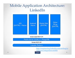 Mobile Application Architecture: 
          LinkedIn




               http://engineering.linkedin.com/testing/co
               ntinuous‐integration‐mobile
 