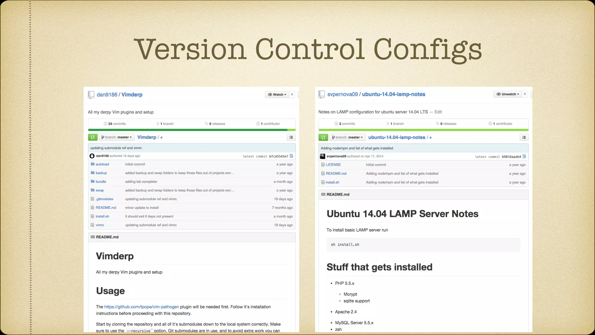 Version Control Configs
 