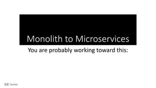 Monolith to Microservices
You are probably working toward this:
 