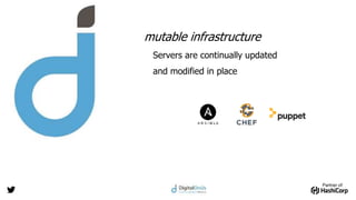 Partner of:
mutable infrastructure
Servers are continually updated
and modified in place
 