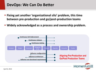 DevOps: We Can Do Better

  Fixing yet another ‘organizational silo’ problem, this time
   between pre-production and go/...