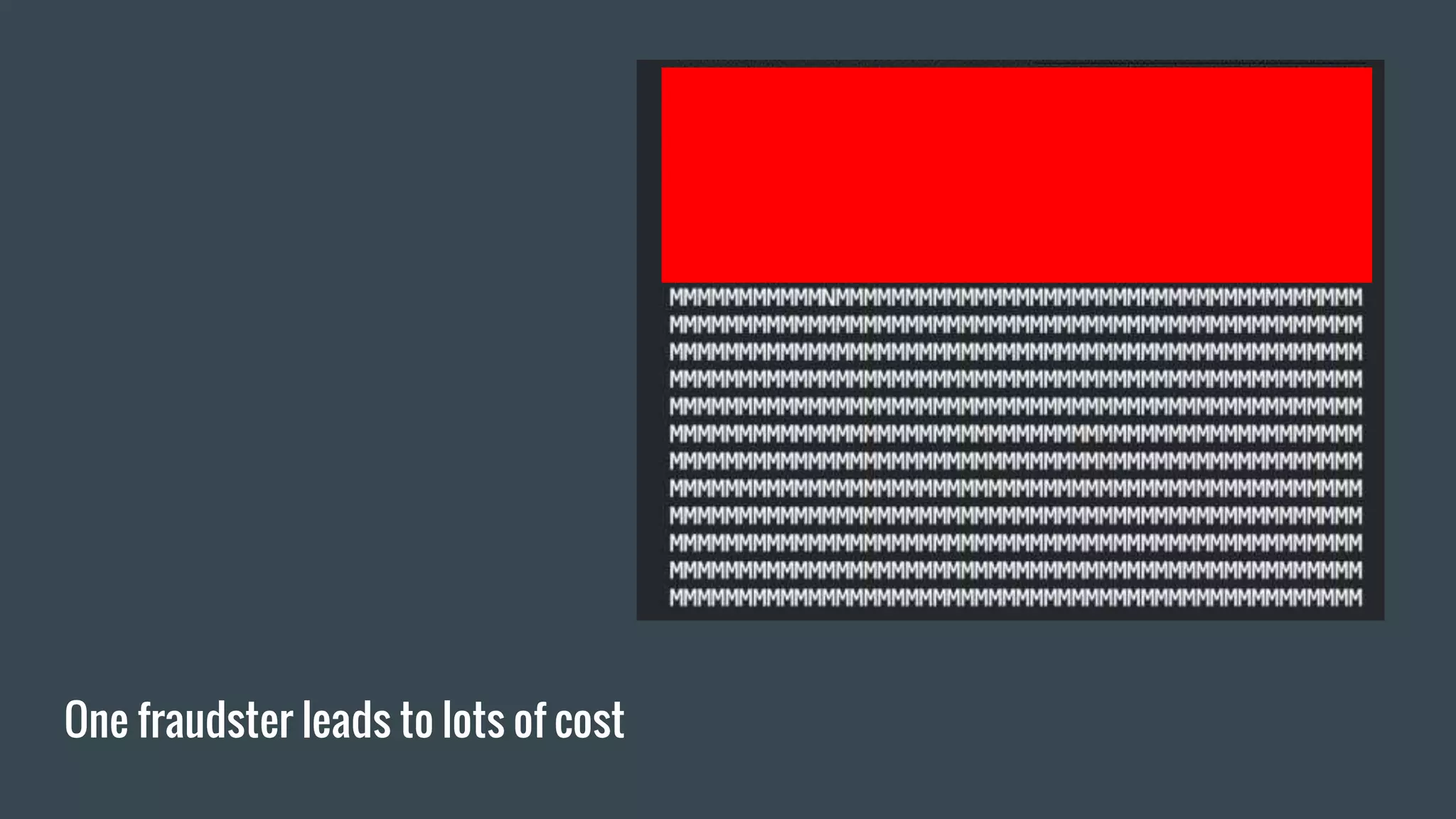 One fraudster leads to lots of cost
 