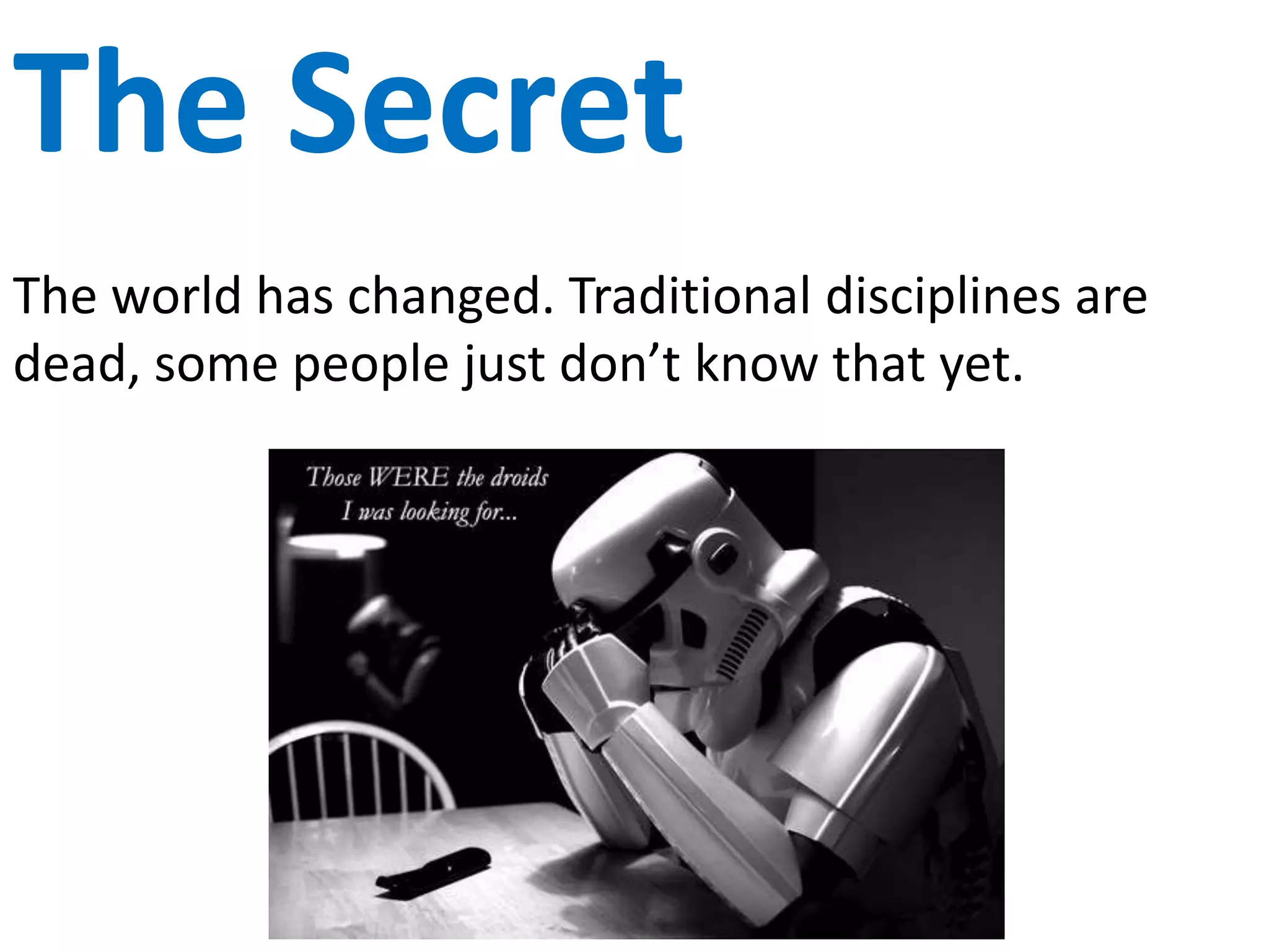 The Revolution
I am bias. I see DevOps as a revolution.
Traditional organizations are very inefficient with
layers of bureaucracy, silos, empires, red tape, politics
and other non-value time wasters.
DevOps forces us to not only fix Dev vs Ops but also
fixes the PMO, Quality, Security and others.
 