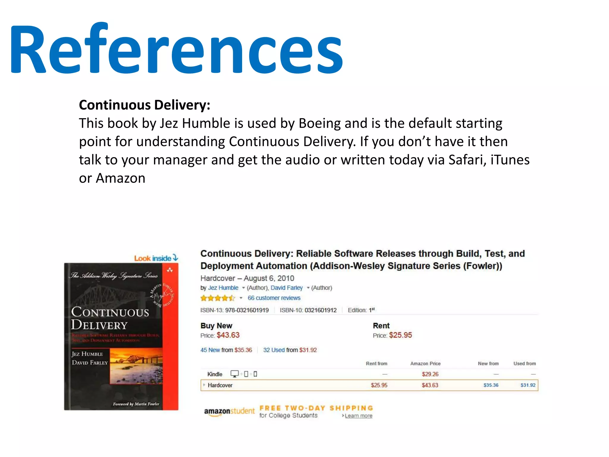 Sources
YouTube (full of good videos)
Start here:
• Docker and DevOps by Gene Kim
• DevOps Demystified by Ben Rockwood
SlideShare
http://www.slideshare.net
Loads of good presentations
 