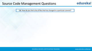 www.edureka.co/devopsEDUREKA DEVOPS CERTIFICATION TRAINING
Source Code Management Questions
Q8. How do you find a list of files that has changed in a particular commit?
 