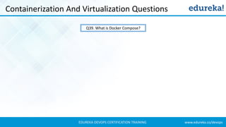 www.edureka.co/devopsEDUREKA DEVOPS CERTIFICATION TRAINING
Containerization And Virtualization Questions
Q39. What is Docker Compose?
 