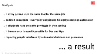 … if every person uses the same tool for the same job
… codified knowledge - everybody contributes his part to common auto...