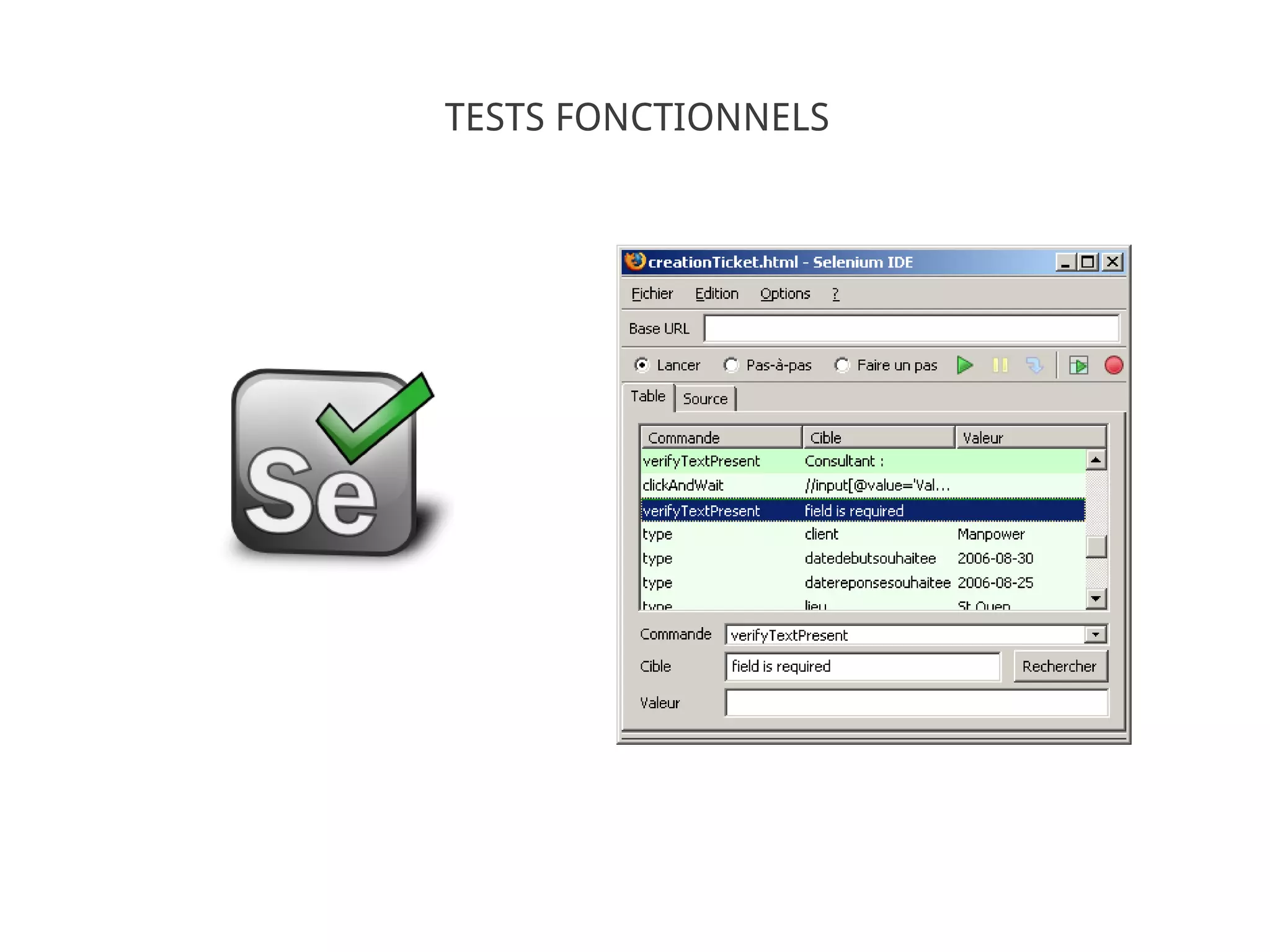 TESTS FONCTIONNELS
 