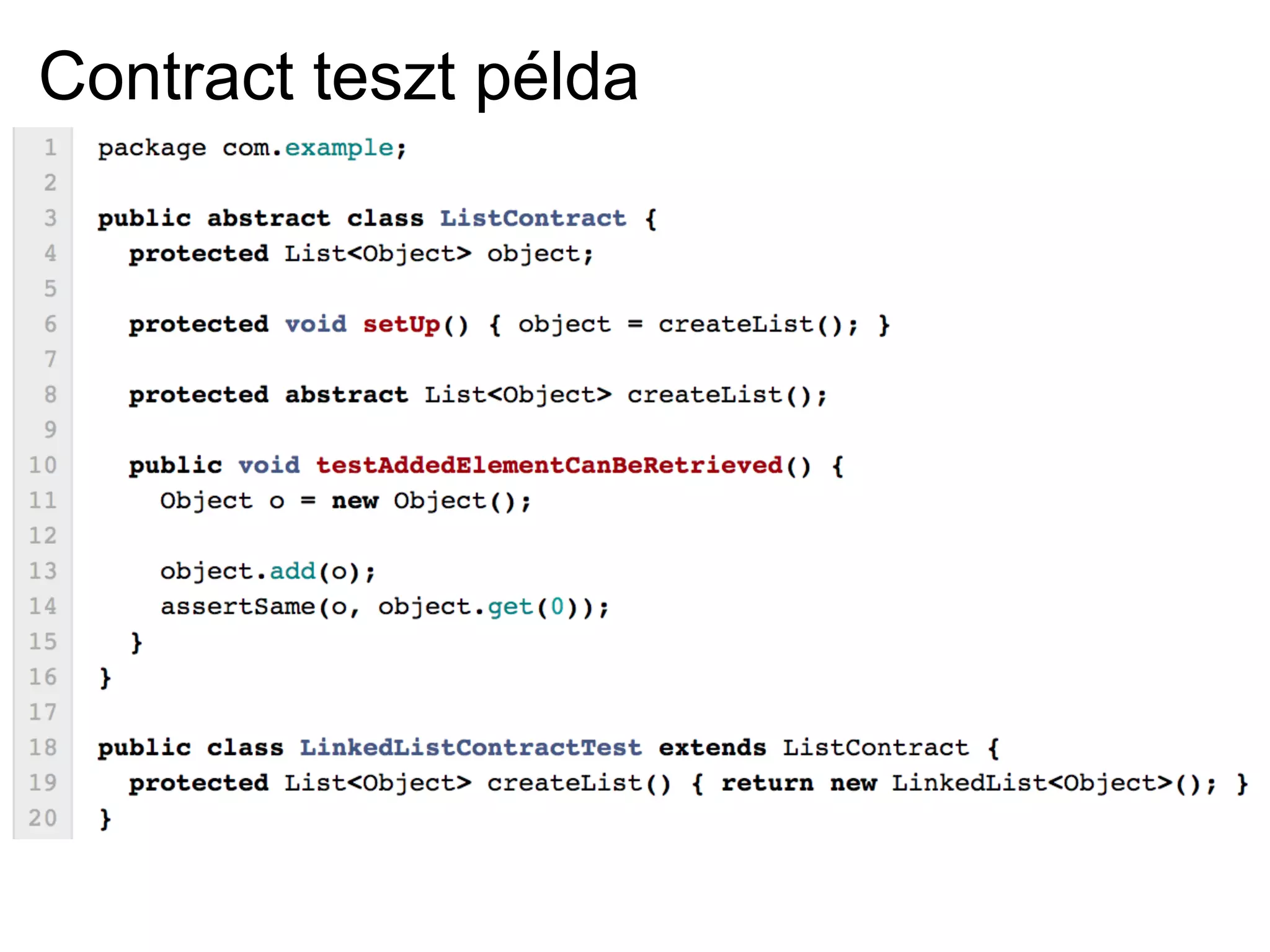 Contract teszt példa
 