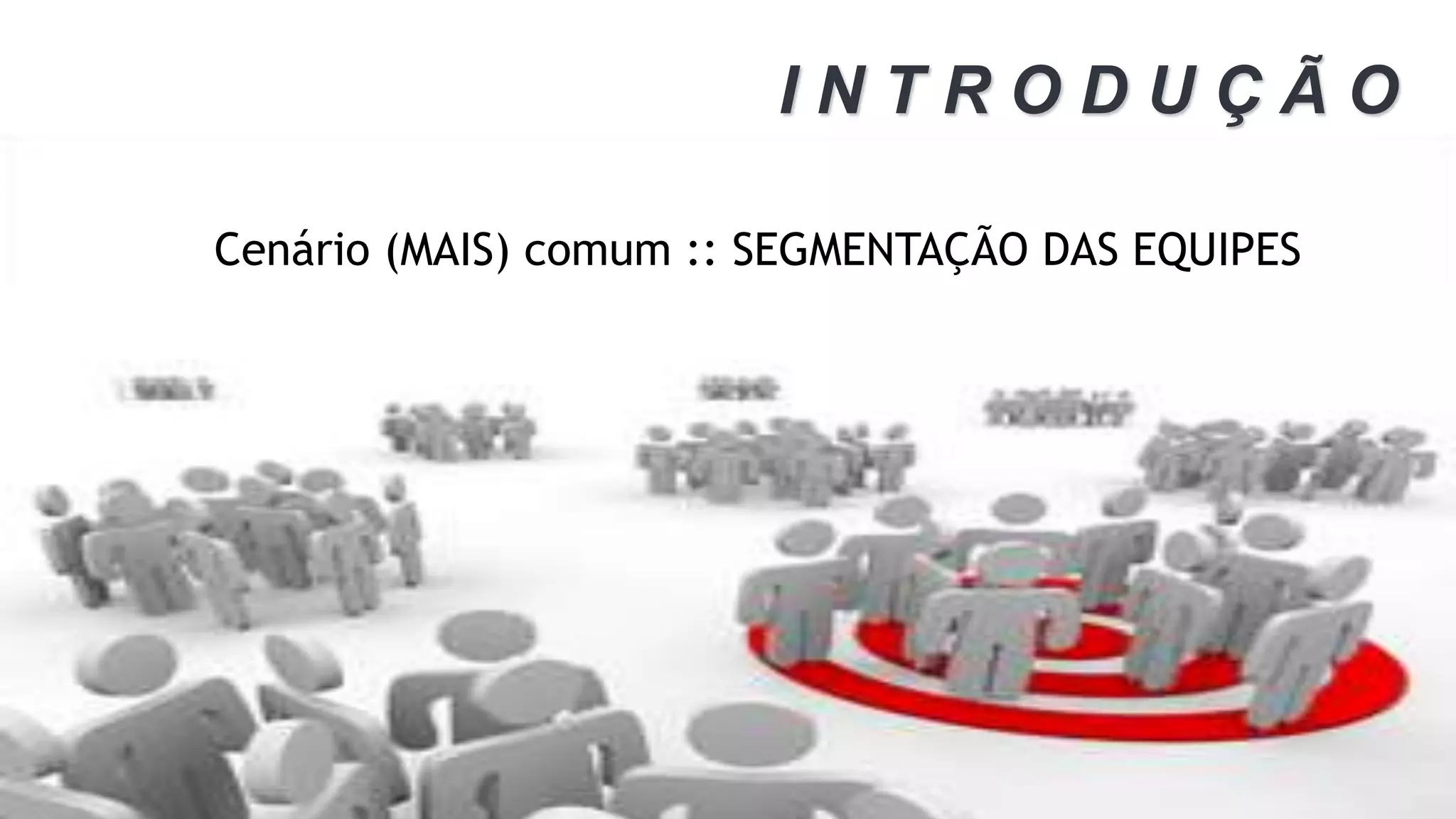 São Paulo - Rio de Janeiro - Porto Alegre - São Leopoldo - Caxias do Sul
I N T R O D U Ç Ã O
Cenário (MAIS) comum :: SEGMENTAÇÃO DAS EQUIPES
 
