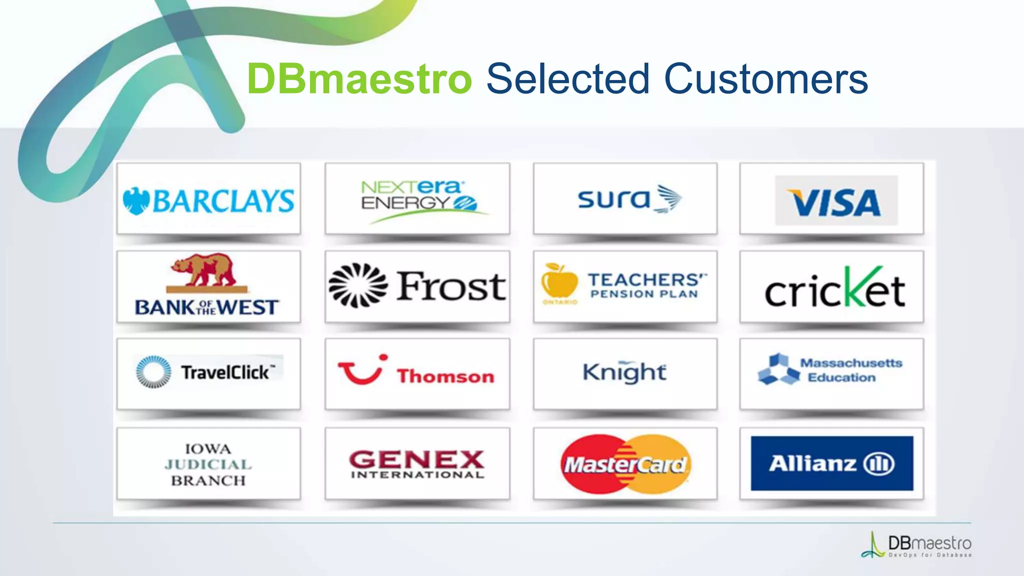 DBmaestro Selected Customers
 