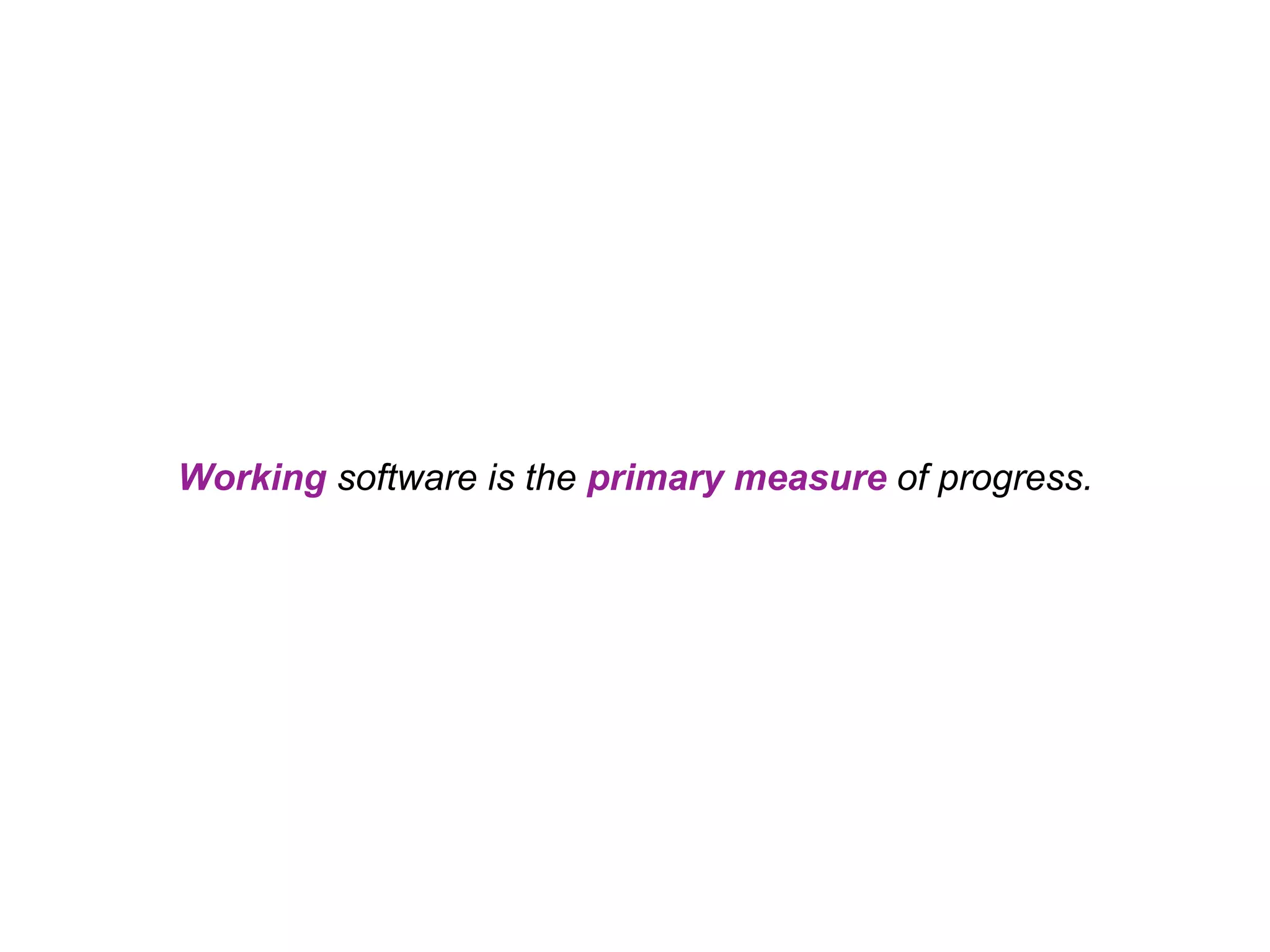 Working software is the primary measure of progress. 