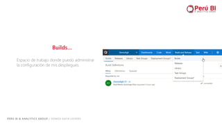 PERÚ BI & ANALYTICS GROUP / SOMOS DATA LOVERS
Builds…
Espacio de trabajo donde puedo administrar
la configuración de mis despliegues.
 
