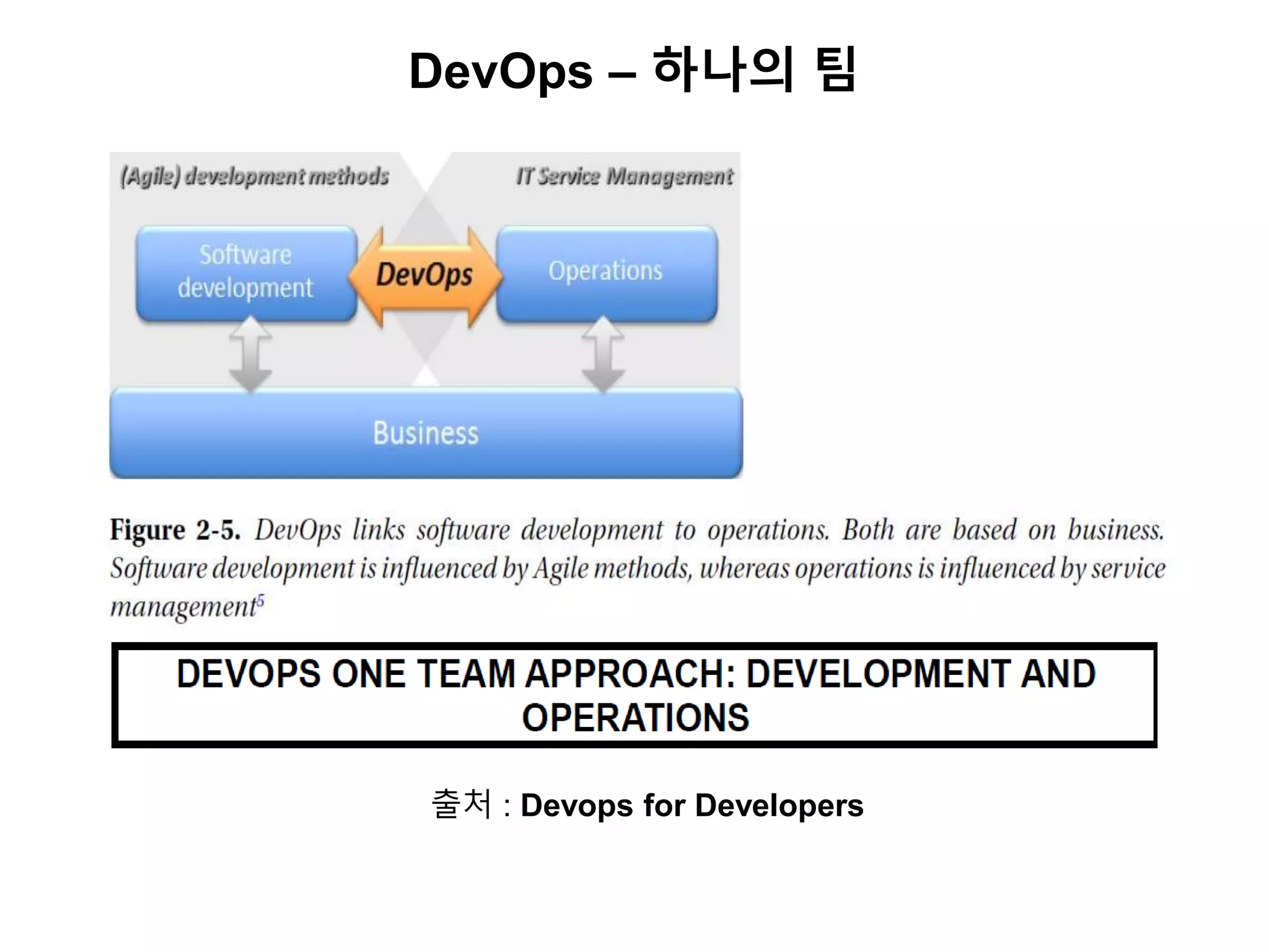 DevOps – 하나의 팀
출처 : Devops for Developers
 