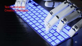 Marc Hornbeek DevOps_The_Gray
Test Automation
Creation Strategies
There are a variety of
methods for creating
automated tests:
• Scripting automated tests
• Keyword-driven tests
• Interactive Capture/replay
tests
• Test driven development
(TDD)
• Model-based tests
• Behavior-based tests
 