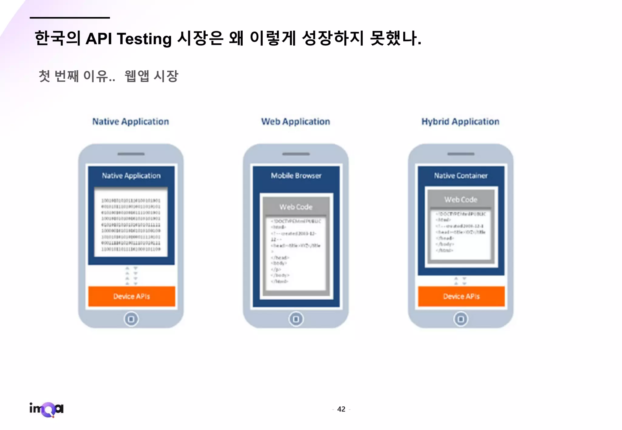 - 42 -
한국의 API Testing 시장은 왜 이렇게 성장하지 못했나.
첫 번째 이유.. 웹앱 시장
 
