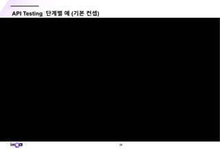 - 38 -
API Testing 단계별 예 (기본 컨셉)
 