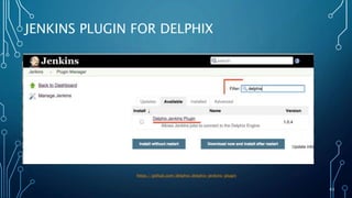 43
JENKINS PLUGIN FOR DELPHIX
https://github.com/delphix/delphix-jenkins-plugin
 