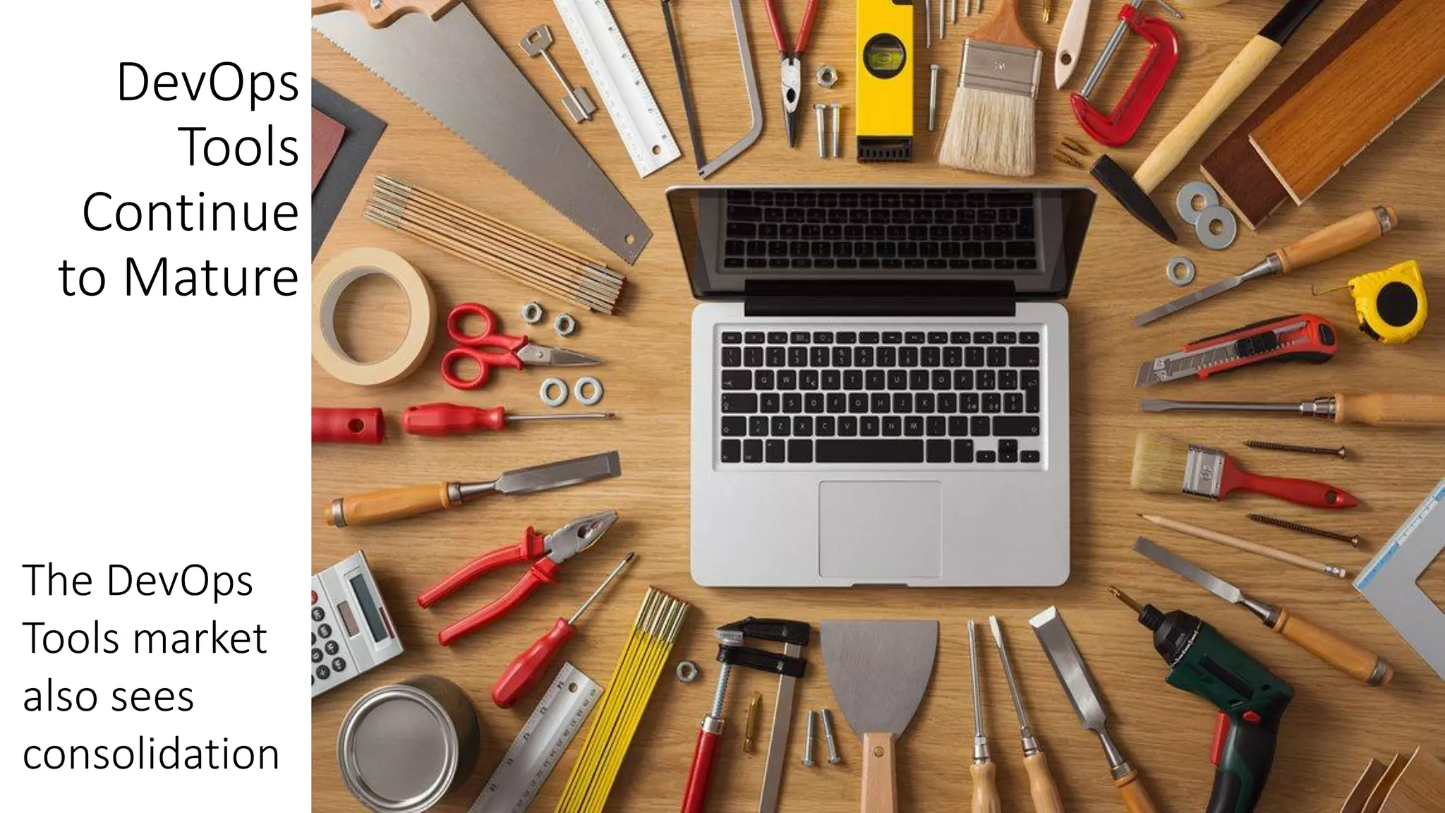 DevOps
Tools
Continue
to Mature
The DevOps
Tools market
also sees
consolidation
 