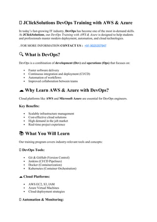 Devops Training with AWS & Azure Devops Training with AWS & Azure | DOCX